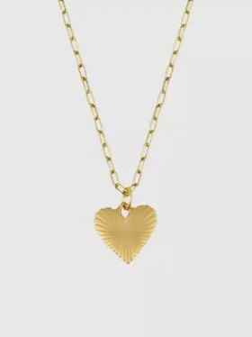 Hart „Small Ribbed Heart of Gold“-Halskette