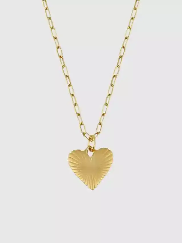 Hart „Small Ribbed Heart of Gold“-Halskette