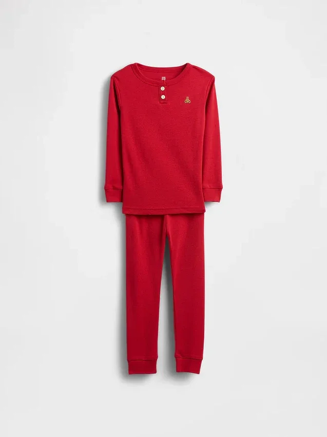 Henley-Pyjama-Set aus gebürsteter Bio-Baumwolle für Baby & Kleinkind