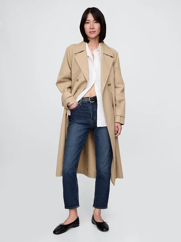 High-Rise-Cheeky-Jeans mit geradem Bein