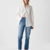 High-Rise-Cheeky-Jeans mit geradem Bein
