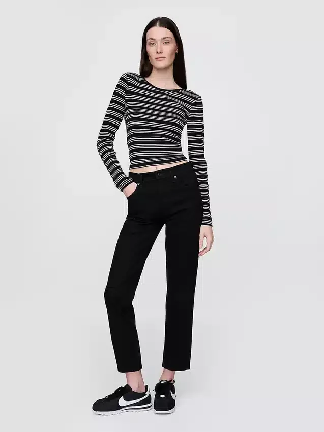 High-Rise-Cheeky-Jeans mit geradem Bein