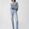 High-Rise-Cheeky-Jeans mit geradem Bein
