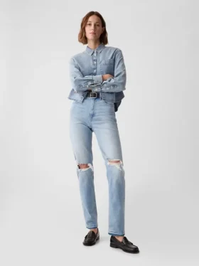 High-Rise-Cheeky-Jeans mit geradem Bein