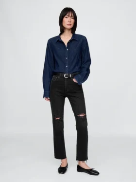 High-Rise-Cheeky-Jeans mit geradem Bein