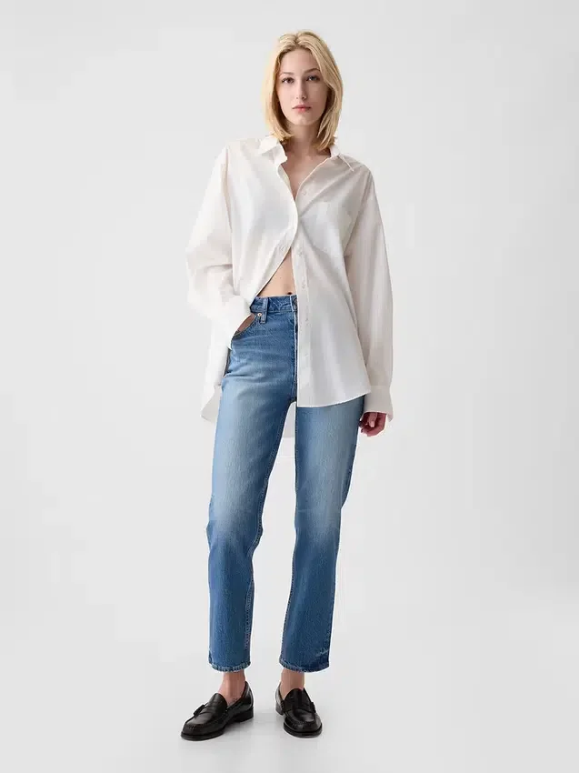 High-Rise-Cheeky-Jeans mit geradem Bein
