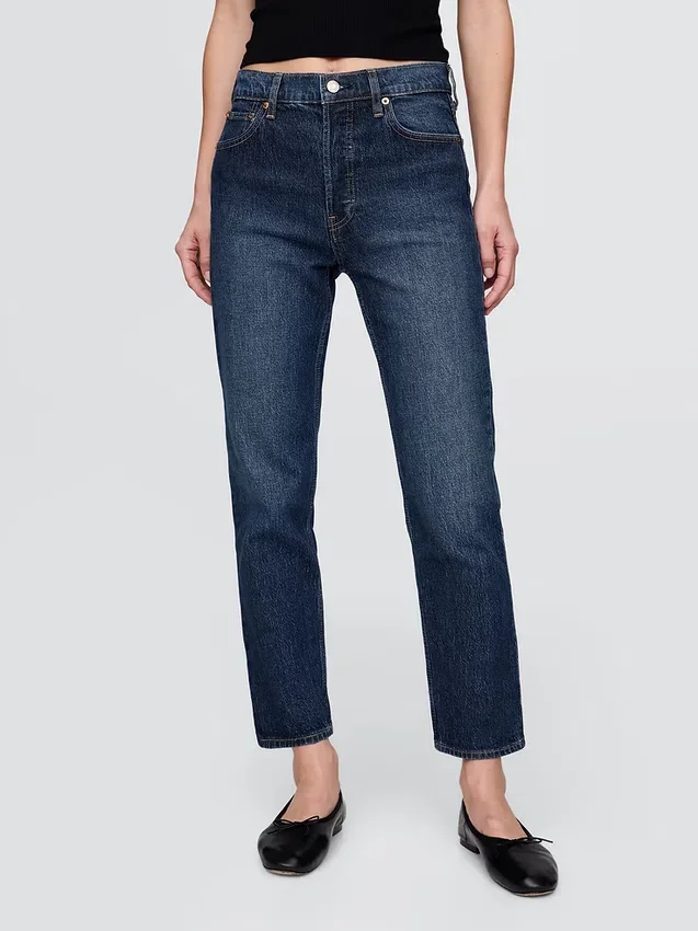 High-Rise-Cheeky-Jeans mit geradem Bein