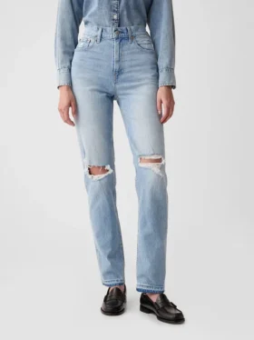 High-Rise-Cheeky-Jeans mit geradem Bein