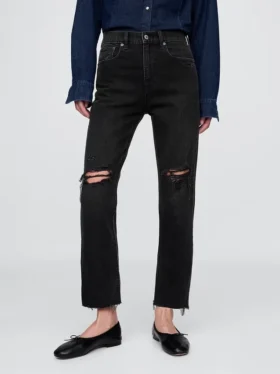 High-Rise-Cheeky-Jeans mit geradem Bein