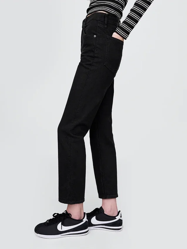 High-Rise-Cheeky-Jeans mit geradem Bein