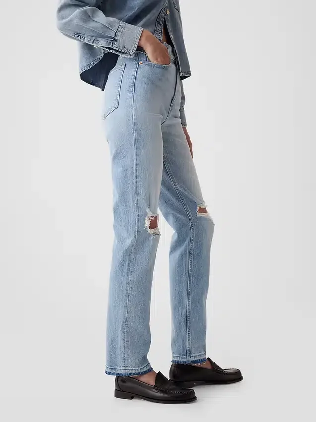High-Rise-Cheeky-Jeans mit geradem Bein