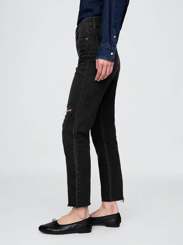 High-Rise-Cheeky-Jeans mit geradem Bein