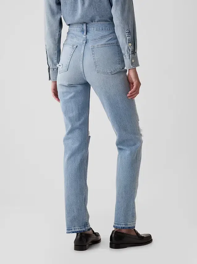 High-Rise-Cheeky-Jeans mit geradem Bein