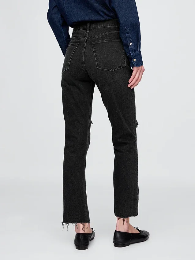 High-Rise-Cheeky-Jeans mit geradem Bein