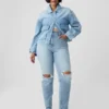 High-Rise-Cheeky-Jeans mit geradem Bein