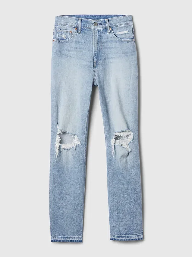 High-Rise-Cheeky-Jeans mit geradem Bein