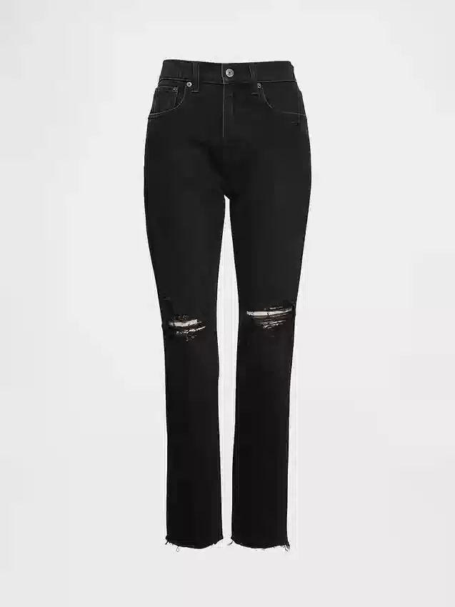High-Rise-Cheeky-Jeans mit geradem Bein