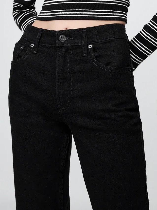 High-Rise-Cheeky-Jeans mit geradem Bein