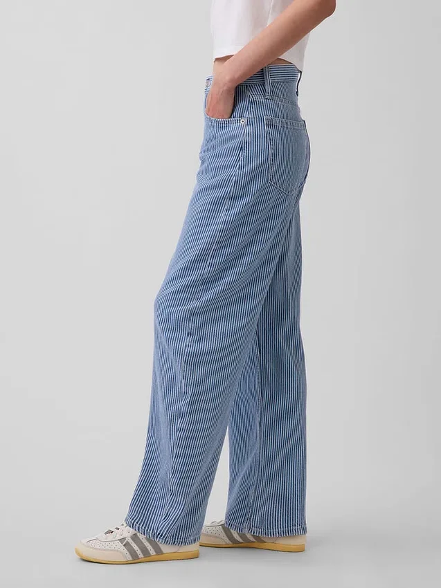 High-Rise-Jeans aus ultraweichem Denim mit Streifenmuster