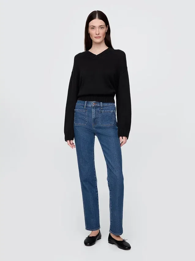 High-Rise-Jeans im 90er-Jahre-Stil mit schmalem, geradem Schnitt