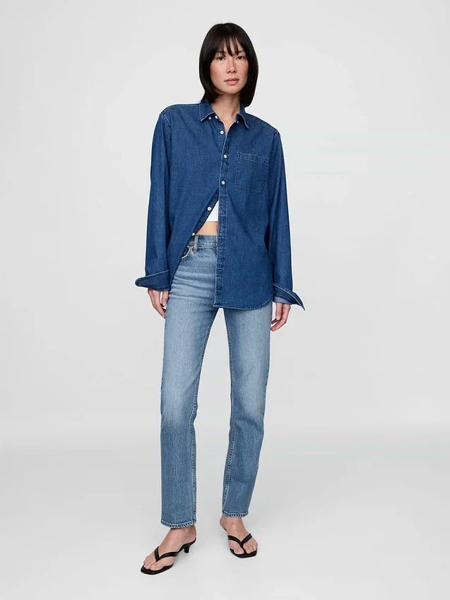 High-Rise-Jeans im 90er-Jahre-Stil mit schmalem, geradem Schnitt