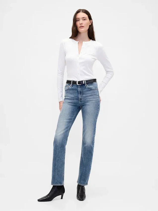 High-Rise-Jeans im 90er-Jahre-Stil mit schmalem, geradem Schnitt