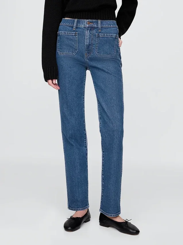 High-Rise-Jeans im 90er-Jahre-Stil mit schmalem, geradem Schnitt
