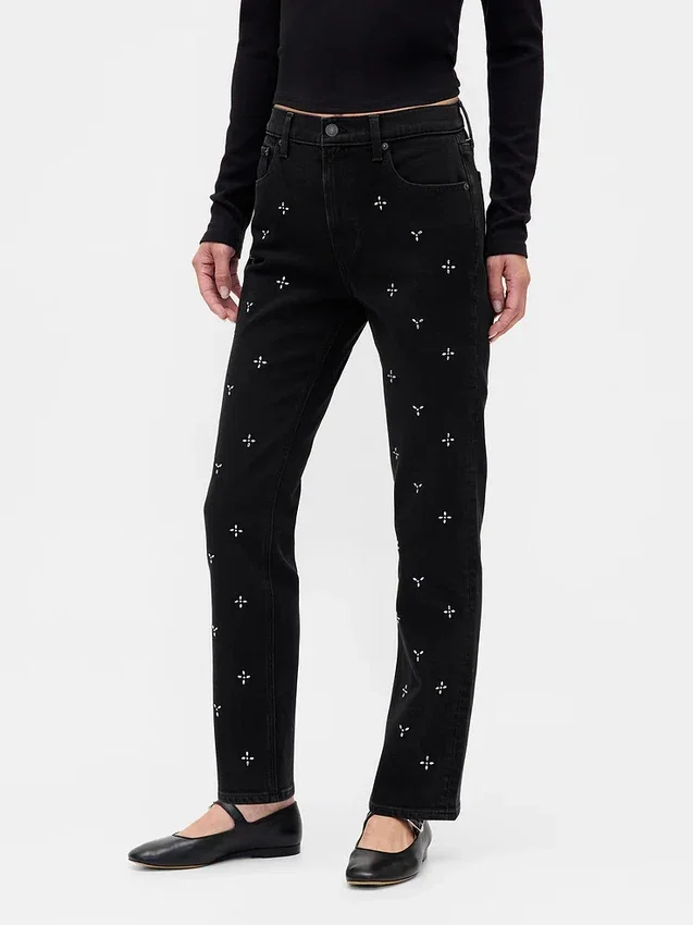 High-Rise-Jeans im 90er-Jahre-Stil mit schmalem, geradem Schnitt