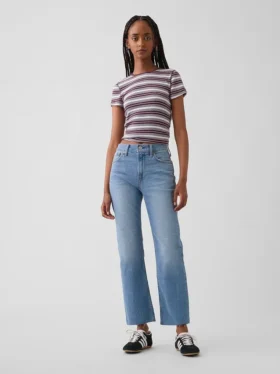 High-Rise-Jeans im 90er-Jahre-Stil, schmal geschnitten, gerade Beinschnitt, verkürzt