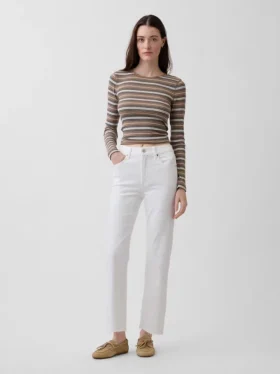 High-Rise-Jeans im 90er-Jahre-Stil, schmal geschnitten, gerade Beinschnitt, verkürzt