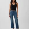 High-Rise-Jeans im 90er-Jahre-Stil, schmal geschnitten, gerade Beinschnitt, verkürzt