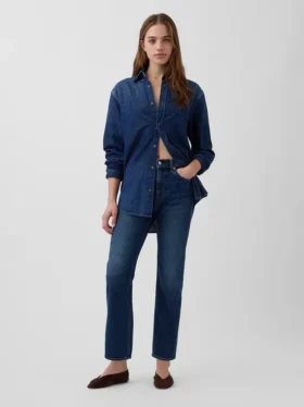 High-Rise-Jeans im 90er-Jahre-Stil, schmal geschnitten, gerade Beinschnitt, verkürzt