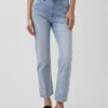 High-Rise-Jeans im 90er-Jahre-Stil, schmal geschnitten, gerade Beinschnitt, verkürzt