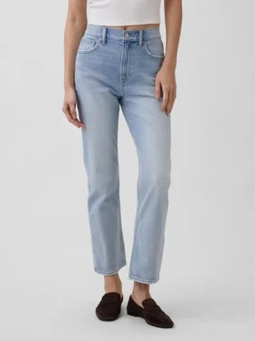 High-Rise-Jeans im 90er-Jahre-Stil, schmal geschnitten, gerade Beinschnitt, verkürzt