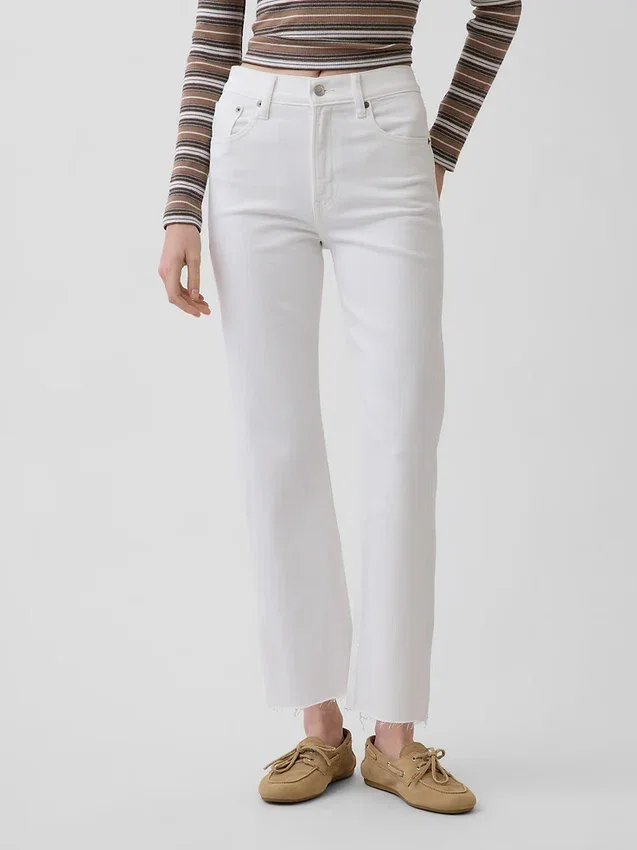 High-Rise-Jeans im 90er-Jahre-Stil, schmal geschnitten, gerade Beinschnitt, verkürzt