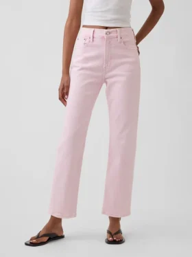 High-Rise-Jeans im 90er-Jahre-Stil, schmal geschnitten, gerade Beinschnitt, verkürzt