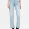 High-Rise-Jeans im 90er-Jahre-Stil, schmal geschnitten, gerade Beinschnitt, verkürzt