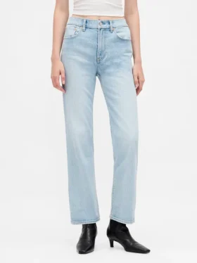 High-Rise-Jeans im 90er-Jahre-Stil, schmal geschnitten, gerade Beinschnitt, verkürzt