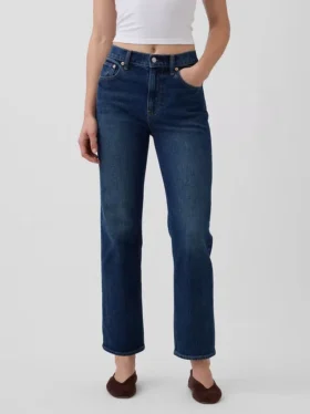 High-Rise-Jeans im 90er-Jahre-Stil, schmal geschnitten, gerade Beinschnitt, verkürzt