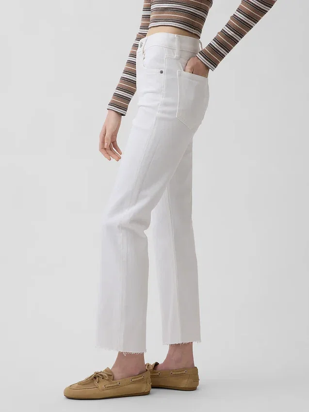 High-Rise-Jeans im 90er-Jahre-Stil, schmal geschnitten, gerade Beinschnitt, verkürzt