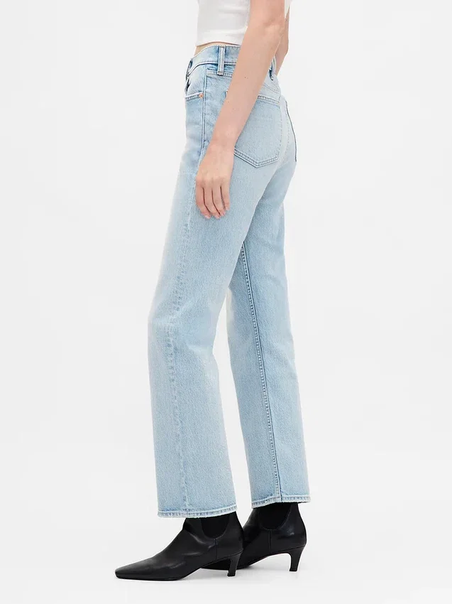 High-Rise-Jeans im 90er-Jahre-Stil, schmal geschnitten, gerade Beinschnitt, verkürzt