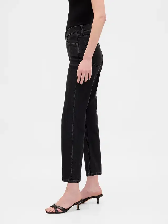 High-Rise-Jeans im 90er-Jahre-Stil, schmal geschnitten, gerade Beinschnitt, verkürzt