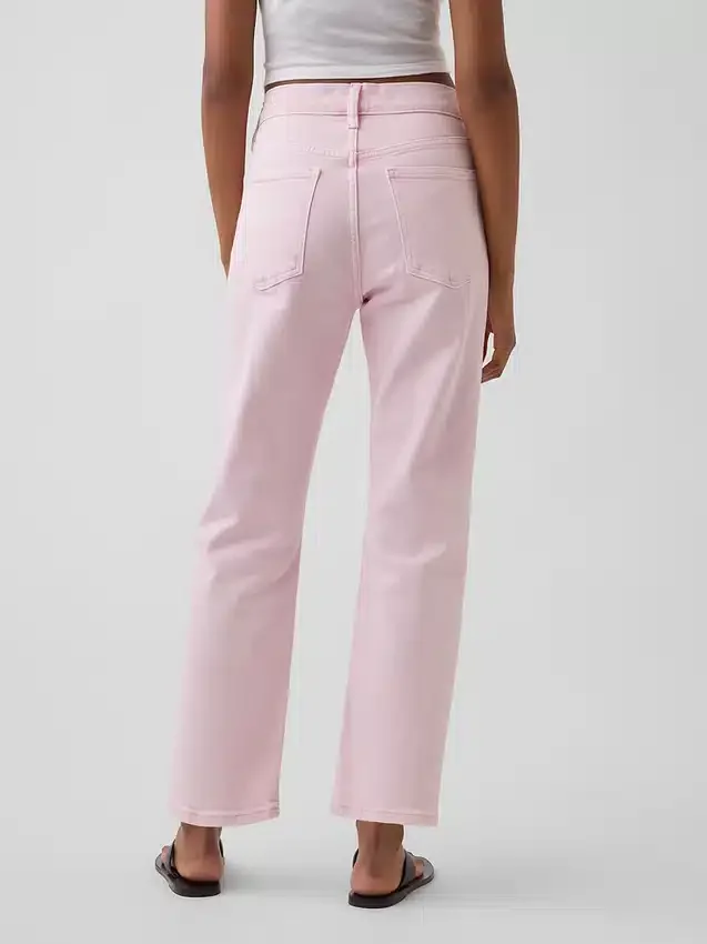 High-Rise-Jeans im 90er-Jahre-Stil, schmal geschnitten, gerade Beinschnitt, verkürzt