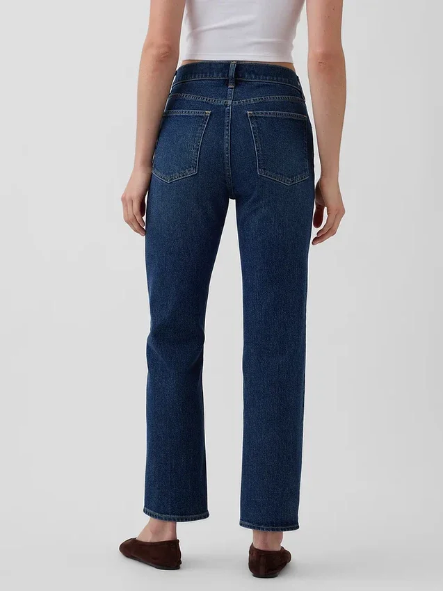 High-Rise-Jeans im 90er-Jahre-Stil, schmal geschnitten, gerade Beinschnitt, verkürzt