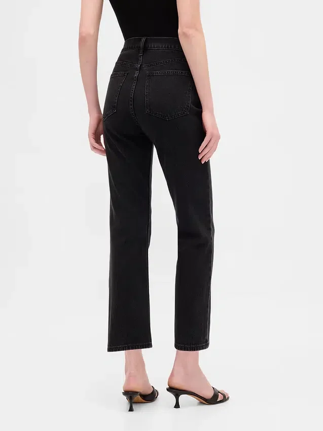 High-Rise-Jeans im 90er-Jahre-Stil, schmal geschnitten, gerade Beinschnitt, verkürzt