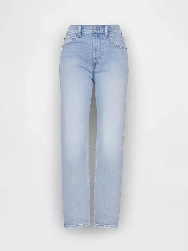 High-Rise-Jeans im 90er-Jahre-Stil, schmal geschnitten, gerade Beinschnitt, verkürzt