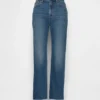 High-Rise-Jeans im 90er-Jahre-Stil, schmal geschnitten, gerade Beinschnitt, verkürzt