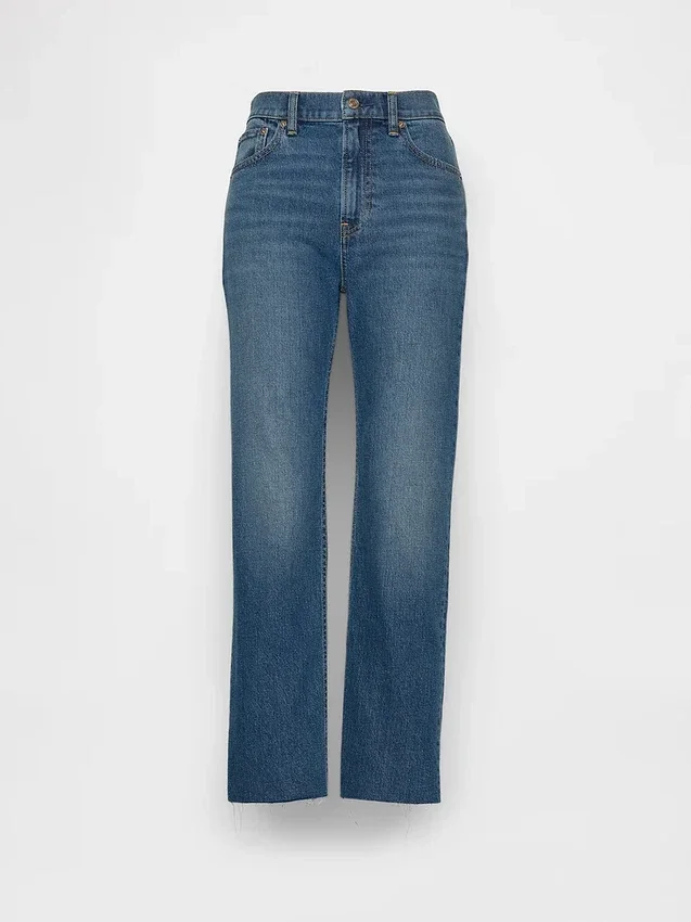 High-Rise-Jeans im 90er-Jahre-Stil, schmal geschnitten, gerade Beinschnitt, verkürzt