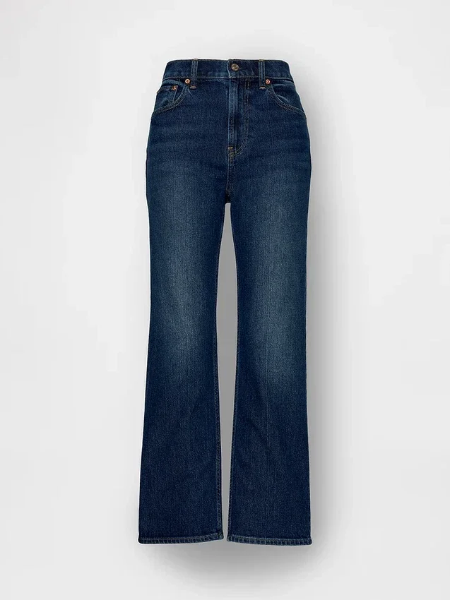 High-Rise-Jeans im 90er-Jahre-Stil, schmal geschnitten, gerade Beinschnitt, verkürzt