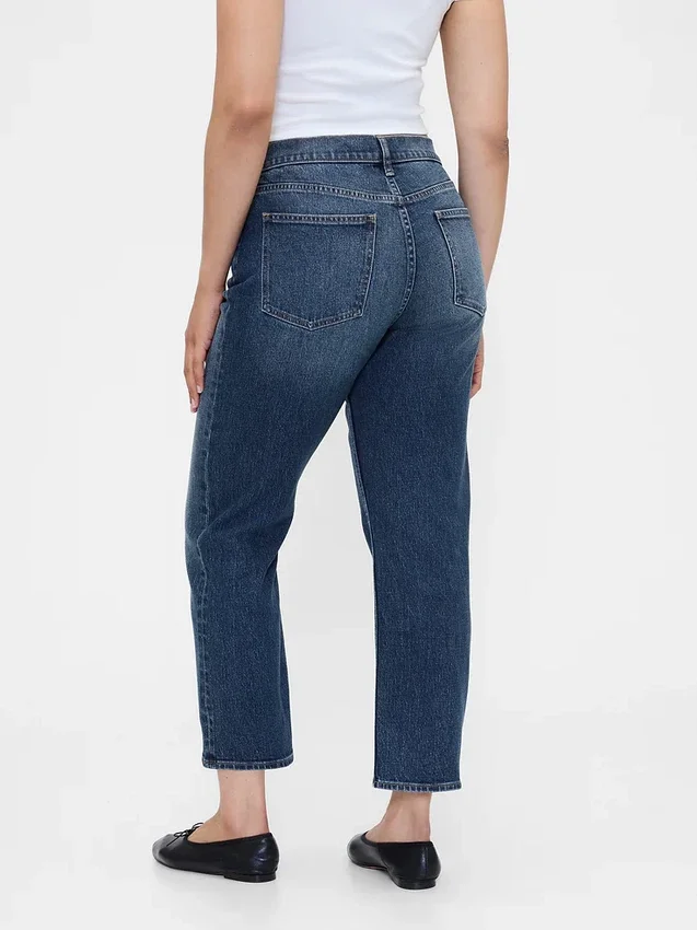 High-Rise-Jeans im 90er-Jahre-Stil, schmal geschnitten, gerade Beinschnitt, verkürzt